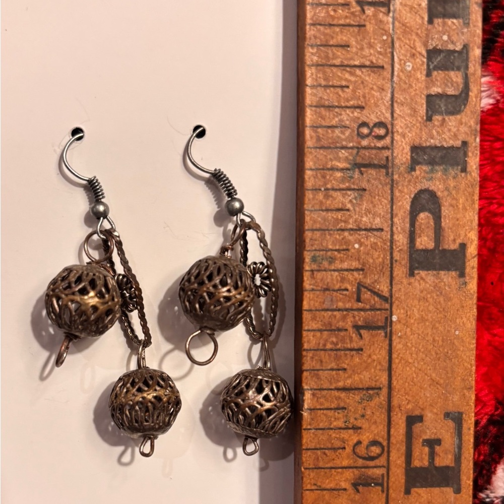 Elegant boho Bronze Dangle Earrings handmade